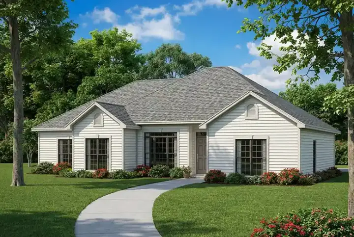 Traditional house plans 12-1060 - front exterior, 1,841 sq ft, 4 bed, 2 bath house plans | Monster House Plans