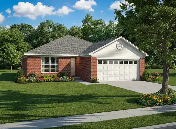 Traditional house plans 12-1073 - front exterior, 1,356 sq ft, 3 bed, 2 bath house plans | Monster House Plans