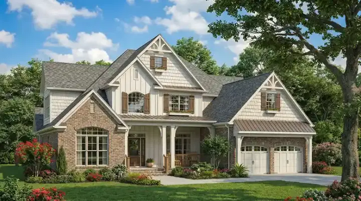 English Country house plans 12-1075 - front exterior, 2,755 sq ft, 4 bed, 3 bath house plans | Monster House Plans