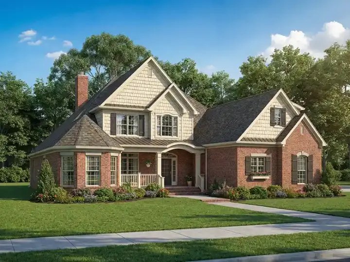 English Country house plans 12-1078 - front exterior, 2,819 sq ft, 4 bed, 3 bath house plans | Monster House Plans