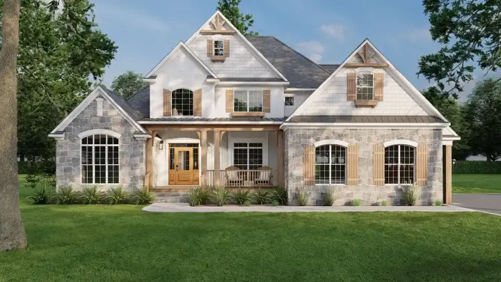 English Country house plans 12-1079 - front exterior, 2,481 sq ft, 3 bed, 3 bath house plans | Monster House Plans