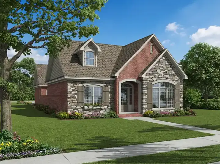 English Country house plans 12-1080 - front exterior, 1,923 sq ft, 3 bed, 2 bath house plans | Monster House Plans