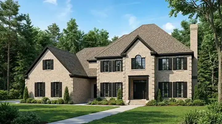 European house plans 12-1085 - front exterior, 4,420 sq ft, 4 bed, 4 bath house plans | Monster House Plans