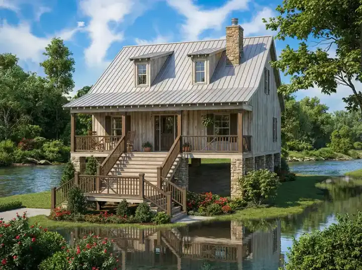 Country house plans 12-1099 - front exterior, 1,400 sq ft, 2 bed, 2 bath house plans | Monster House Plans