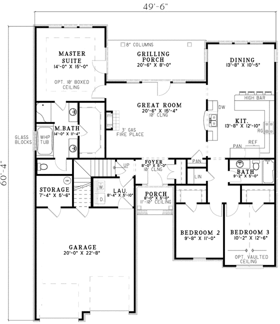 Traditional House Plan 3 Bedrooms 2 Bath 1715 Sq Ft Plan 12 1113
