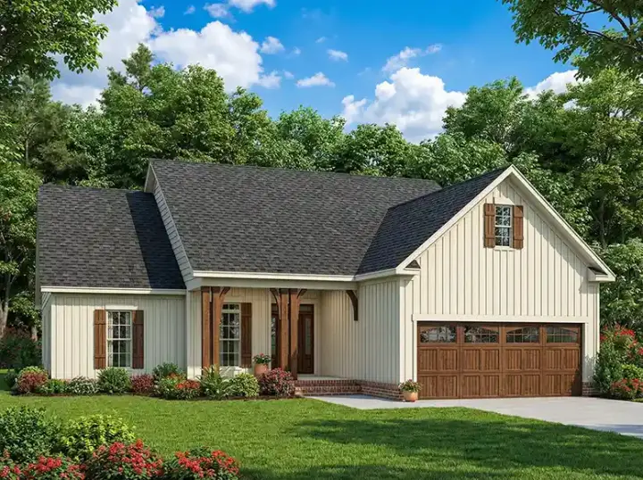 Traditional house plans 12-1114 - front exterior, 1,622 sq ft, 3 bed, 2 bath house plans | Monster House Plans