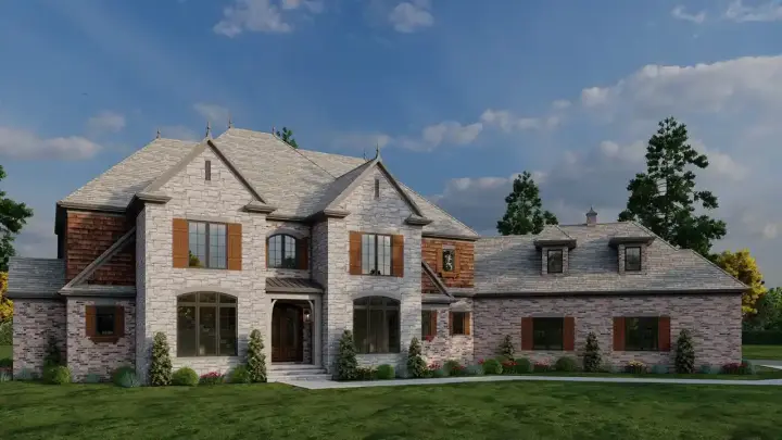 English Country house plans 12-1116 - front exterior, 4,378 sq ft, 4 bed, 3 bath house plans | Monster House Plans
