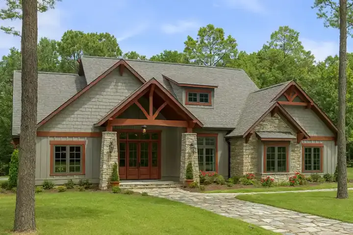 Mountain Rustic house plans 12-1126 - front exterior, 3,206 sq ft, 4 bed, 3 bath house plans | Monster House Plans