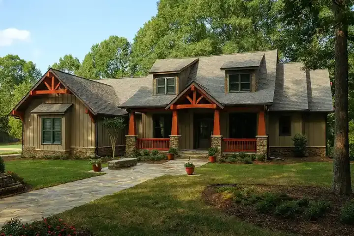 Craftsman house plans 12-1127 - front exterior, 2,373 sq ft, 4 bed, 3 bath house plans | Monster House Plans