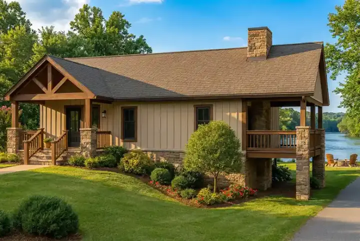 Mountain Rustic house plans 12-1131 - front exterior, 2,733 sq ft, 3 bed, 2 bath house plans | Monster House Plans