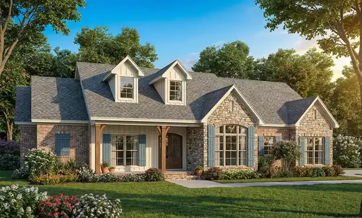 Country house plans 12-1132 - front exterior, 1,960 sq ft, 3 bed, 2 bath house plans | Monster House Plans