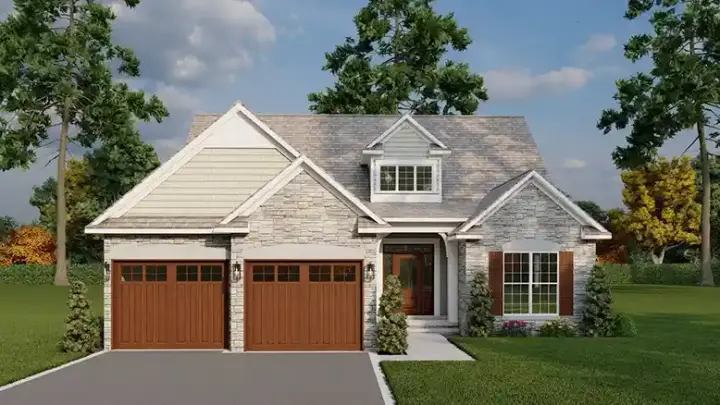 Traditional house plans 12-1159 - front exterior, 1,588 sq ft, 3 bed, 3 bath house plans | Monster House Plans