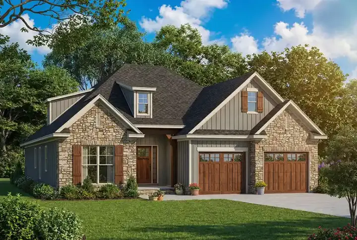 Country house plans 12-1195 - front exterior, 1,738 sq ft, 3 bed, 2 bath house plans | Monster House Plans