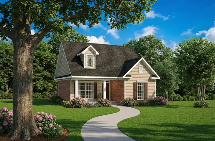 Southern house plans 12-120 - front exterior, 985 sq ft, 2 bed, 1 bath house plans | Monster House Plans