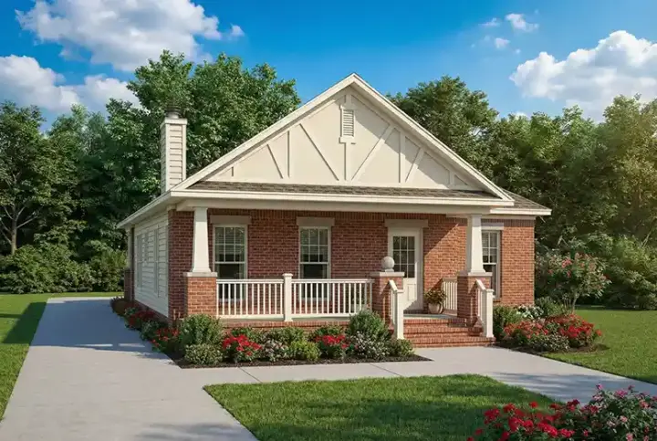 Craftsman house plans 12-1201 - front exterior, 1,309 sq ft, 2 bed, 2 bath house plans | Monster House Plans
