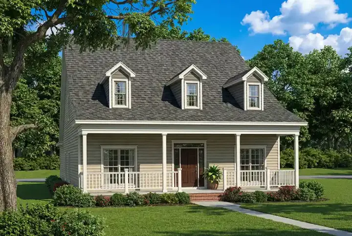 Country house plans 12-1218 - front exterior, 2,106 sq ft, 2 bed, 2 bath house plans | Monster House Plans