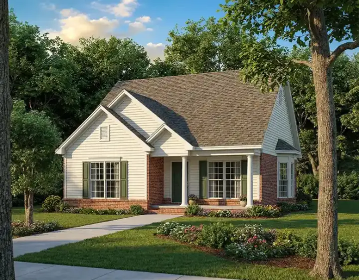 Southern house plans 12-123 - front exterior, 1,265 sq ft, 3 bed, 2 bath house plans | Monster House Plans
