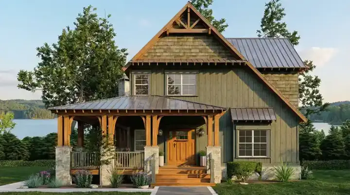 Mountain Rustic house plans 12-1237 - front exterior, 2,790 sq ft, 5 bed, 3 bath house plans | Monster House Plans