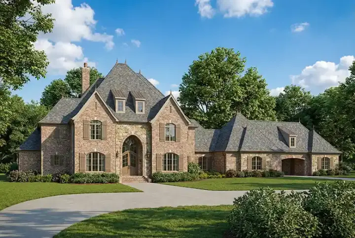 European house plans 12-1249 - front exterior, 4,380 sq ft, 3 bed, 4 bath house plans | Monster House Plans