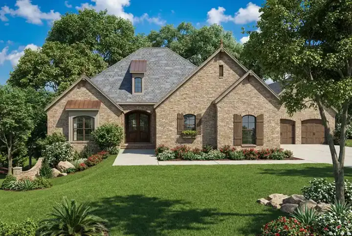 European house plans 12-1252 - front exterior, 3,509 sq ft, 3 bed, 2 bath house plans | Monster House Plans