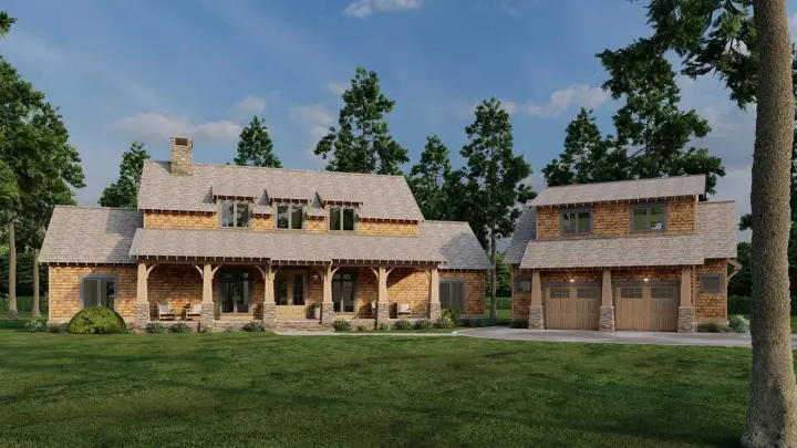 Mountain Rustic house plans 12-1256 - front exterior, 2,555 sq ft, 5 bed, 4 bath house plans | Monster House Plans