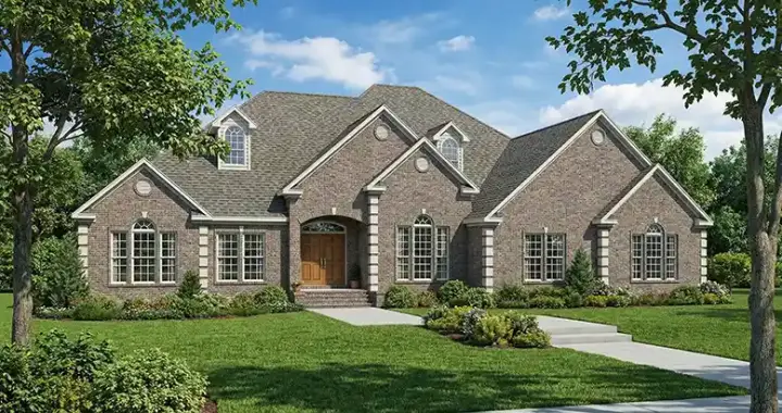 European house plans 12-1258 - front exterior, 3,050 sq ft, 3 bed, 2 bath house plans | Monster House Plans