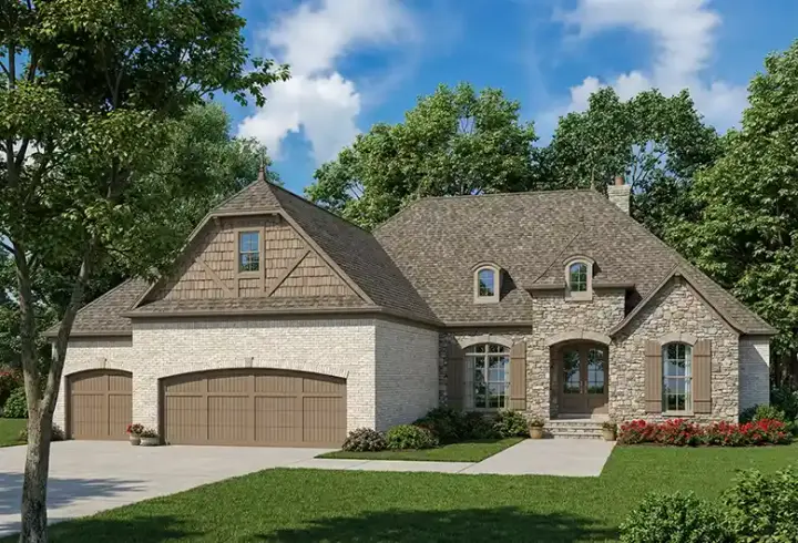 European house plans 12-1268 - front exterior, 2,413 sq ft, 4 bed, 3 bath house plans | Monster House Plans