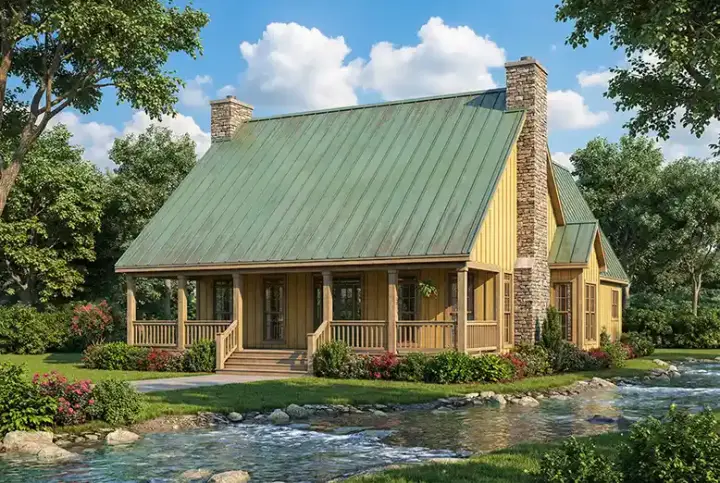 Country house plans 12-128 - front exterior, 2,501 sq ft, 1 bed, 1 bath house plans | Monster House Plans