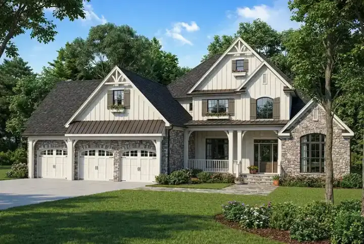 Country house plans 12-1283 - front exterior, 2,860 sq ft, 4 bed, 4 bath house plans | Monster House Plans