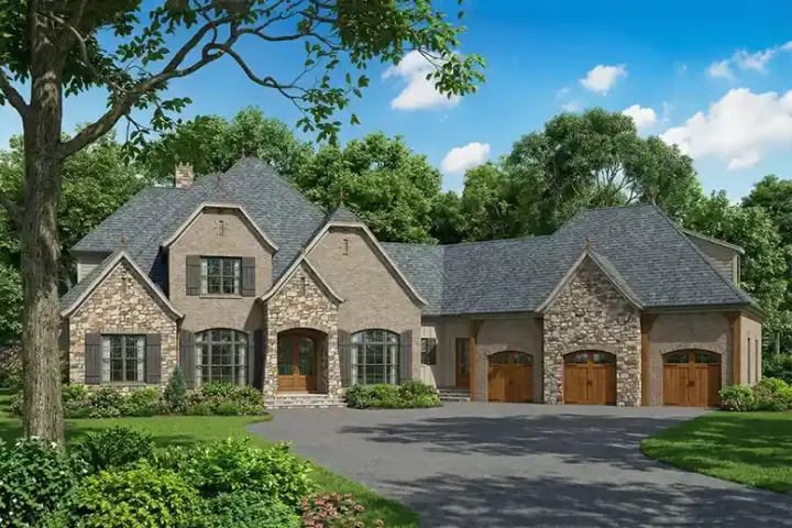 European house plans 12-1289 - front exterior, 3,752 sq ft, 4 bed, 3 bath house plans | Monster House Plans