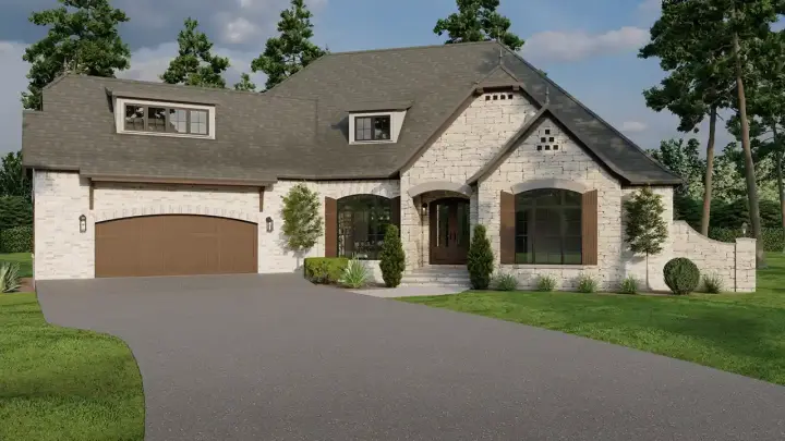 European house plans 12-1293 - front exterior, 2,631 sq ft, 4 bed, 2 bath house plans | Monster House Plans