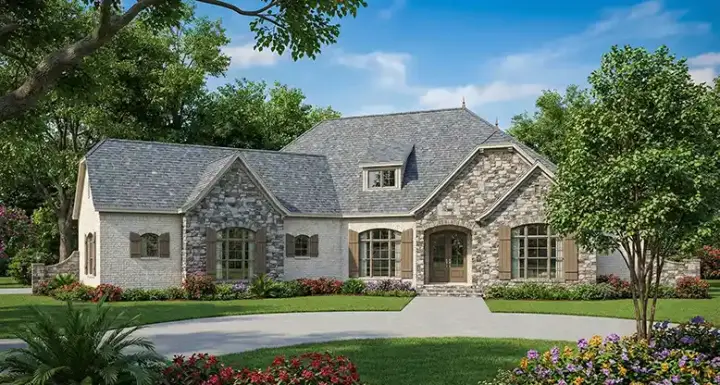 European house plans 12-1294 - front exterior, 2,617 sq ft, 4 bed, 2 bath house plans | Monster House Plans