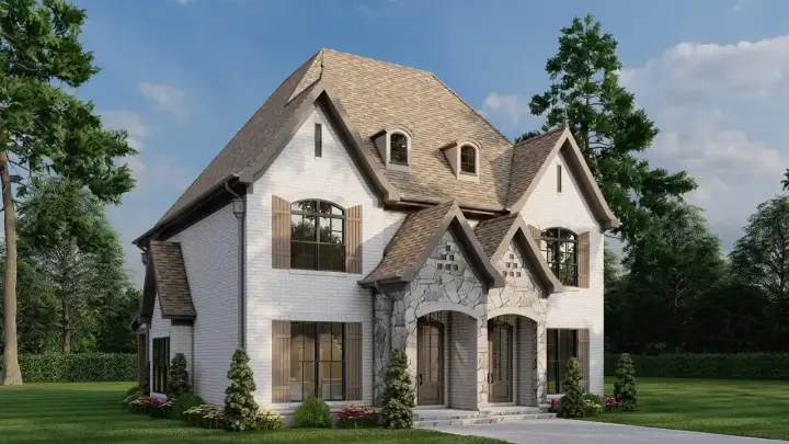 European house plans 12-1296 - front exterior, 3,020 sq ft, 4 bed, 4 bath house plans | Monster House Plans