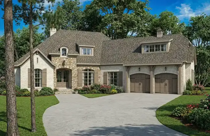 European house plans 12-1299 - front exterior, 2,527 sq ft, 4 bed, 3 bath house plans | Monster House Plans