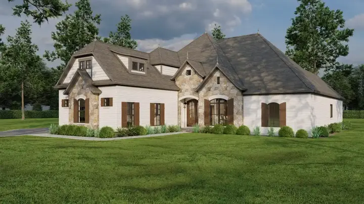 European house plans 12-1306 - front exterior, 2,545 sq ft, 4 bed, 3 bath house plans | Monster House Plans