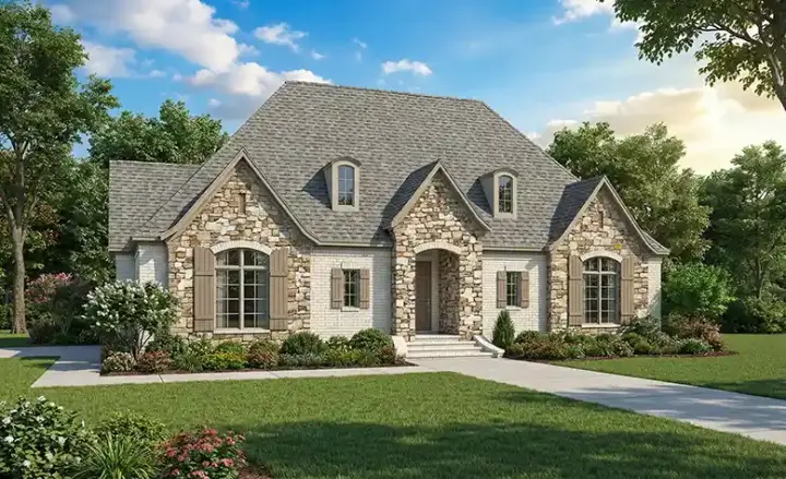 European house plans 12-1309 - front exterior, 2,498 sq ft, 3 bed, 3 bath house plans | Monster House Plans