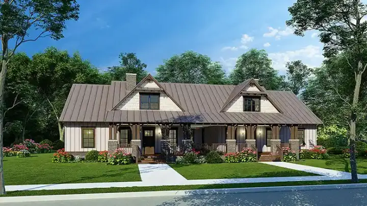 Mountain Rustic house plans 12-1314 - front exterior, 2,758 sq ft, 6 bed, 4 bath house plans | Monster House Plans