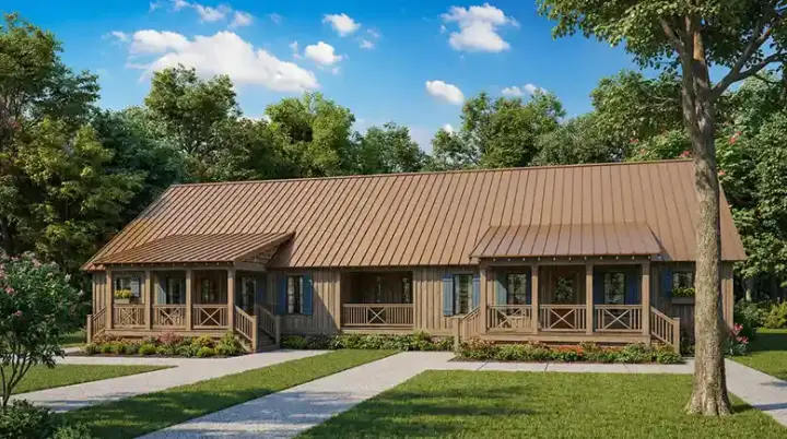 Country house plans 12-1316 - front exterior, 1,458 sq ft, 6 bed, 4 bath house plans | Monster House Plans