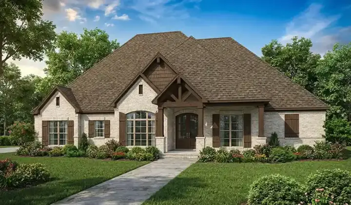 Mountain Rustic house plans 12-1317 - front exterior, 2,252 sq ft, 3 bed, 2 bath house plans | Monster House Plans