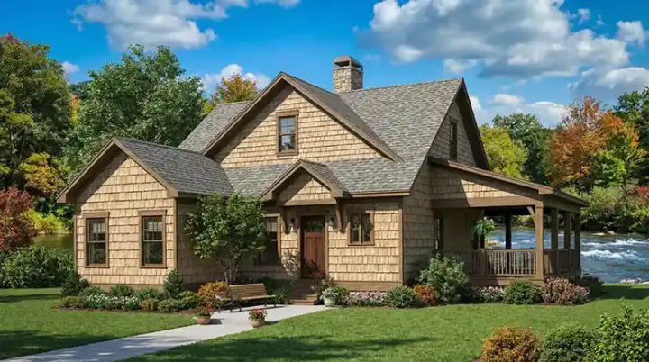 Country house plans 12-1322 - front exterior, 1,560 sq ft, 3 bed, 2 bath house plans | Monster House Plans