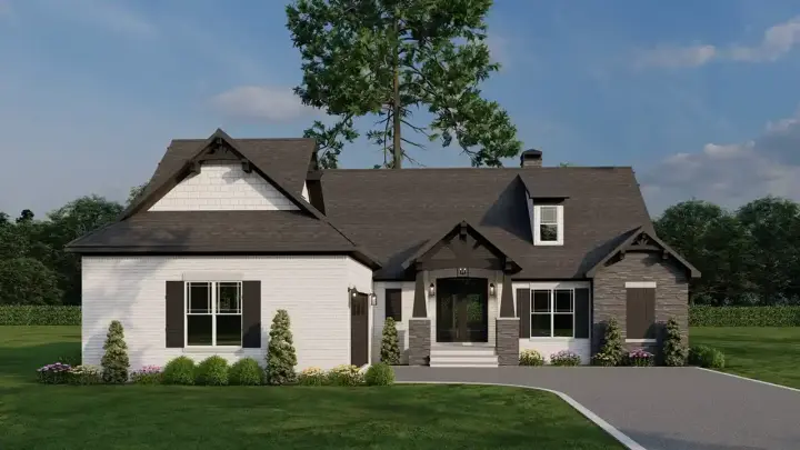 Mountain Rustic house plans 12-1329 - front exterior, 2,091 sq ft, 3 bed, 2 bath house plans | Monster House Plans
