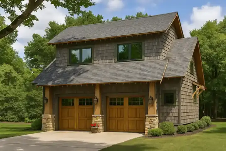 Craftsman house plans 12-1333 - front exterior, 509 sq ft, 1 bed, 1 bath house plans | Monster House Plans