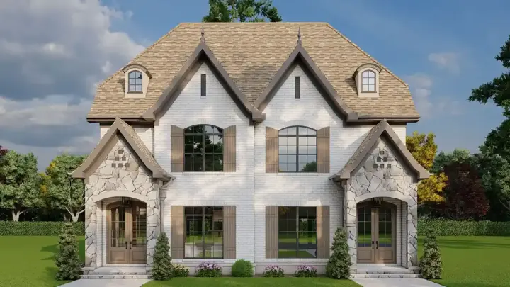 European house plans 12-1344 - front exterior, 3,046 sq ft, 4 bed, 4 bath house plans | Monster House Plans