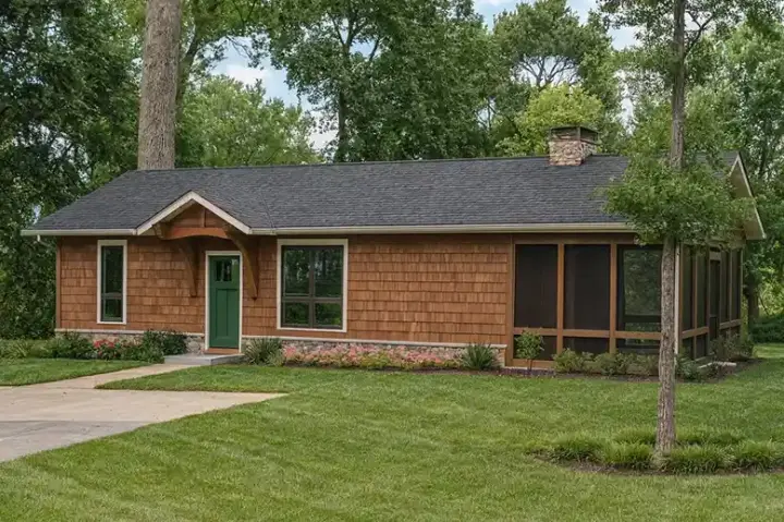Country house plans 12-1354 - front exterior, 828 sq ft, 1 bed, 1 bath house plans | Monster House Plans