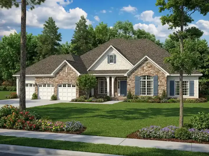 Southern house plans 12-1357 - front exterior, 2,907 sq ft, 4 bed, 2 bath house plans | Monster House Plans