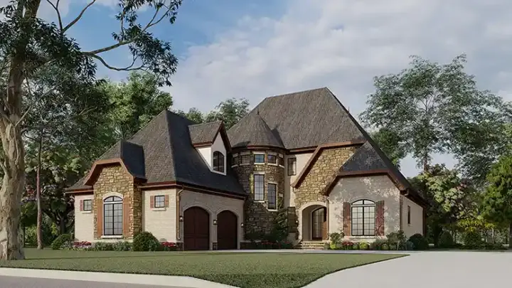 European house plans 12-1358 - front exterior, 2,979 sq ft, 4 bed, 3 bath house plans | Monster House Plans