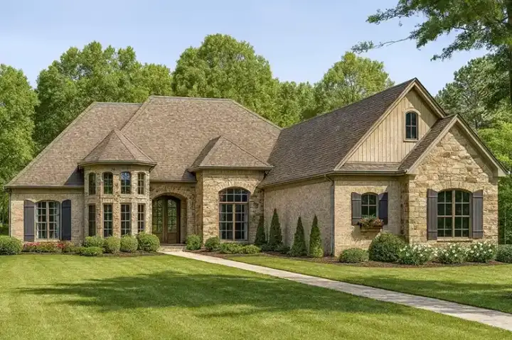 English Country house plans 12-1359 - front exterior, 3,713 sq ft, 4 bed, 3 bath house plans | Monster House Plans
