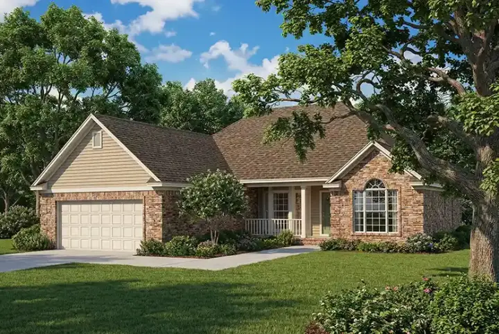 Traditional house plans 12-136 - front exterior, 1,538 sq ft, 3 bed, 2 bath house plans | Monster House Plans
