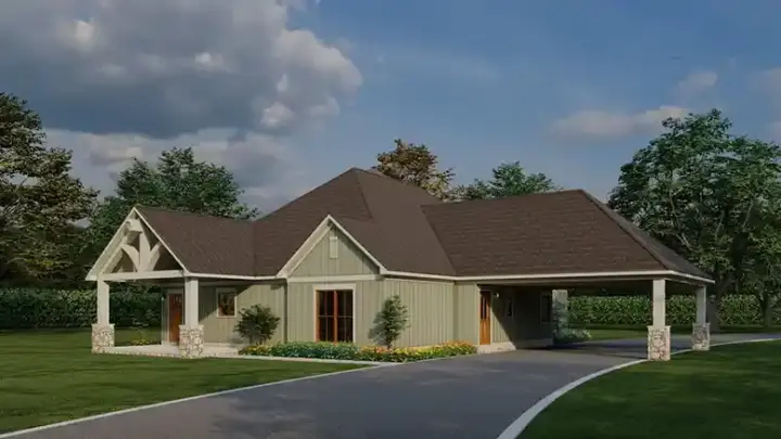 Craftsman house plans 12-1361 - front exterior, 1,891 sq ft, 2 bed, 2 bath house plans | Monster House Plans