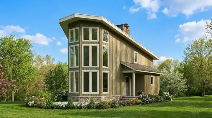 Modern house plans 12-1362 - front exterior, 844 sq ft, 1 bed, 1 bath house plans | Monster House Plans
